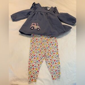 Angel Dear Long sleeve tractor top with floral leggings